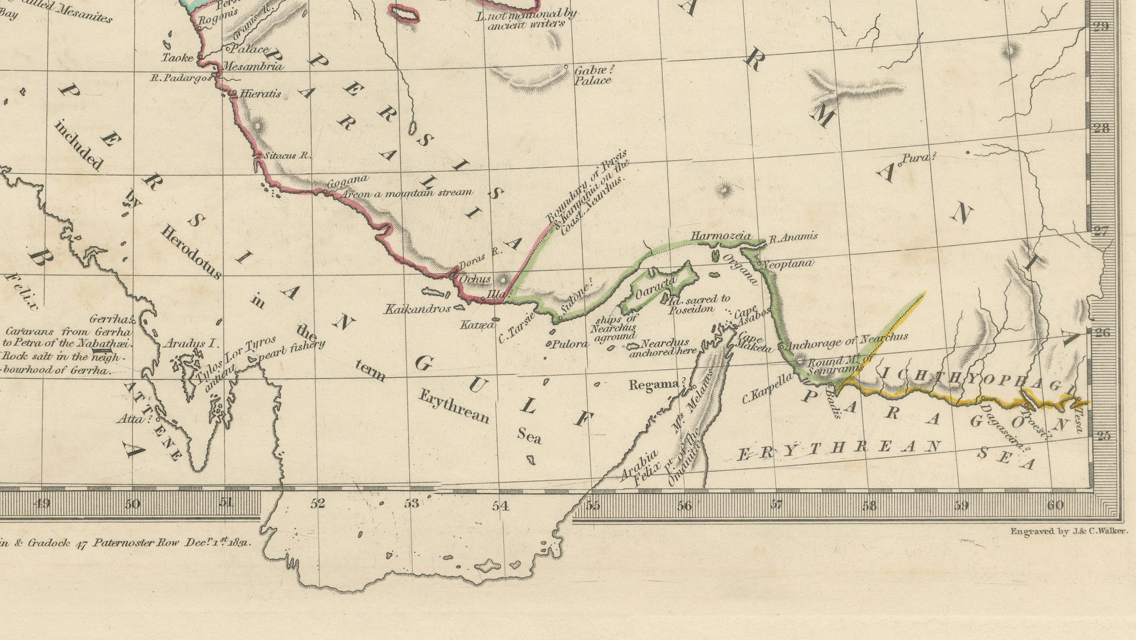 Ancient Persian Empire Map of Persia, Babylon & Arabia, Published 1831