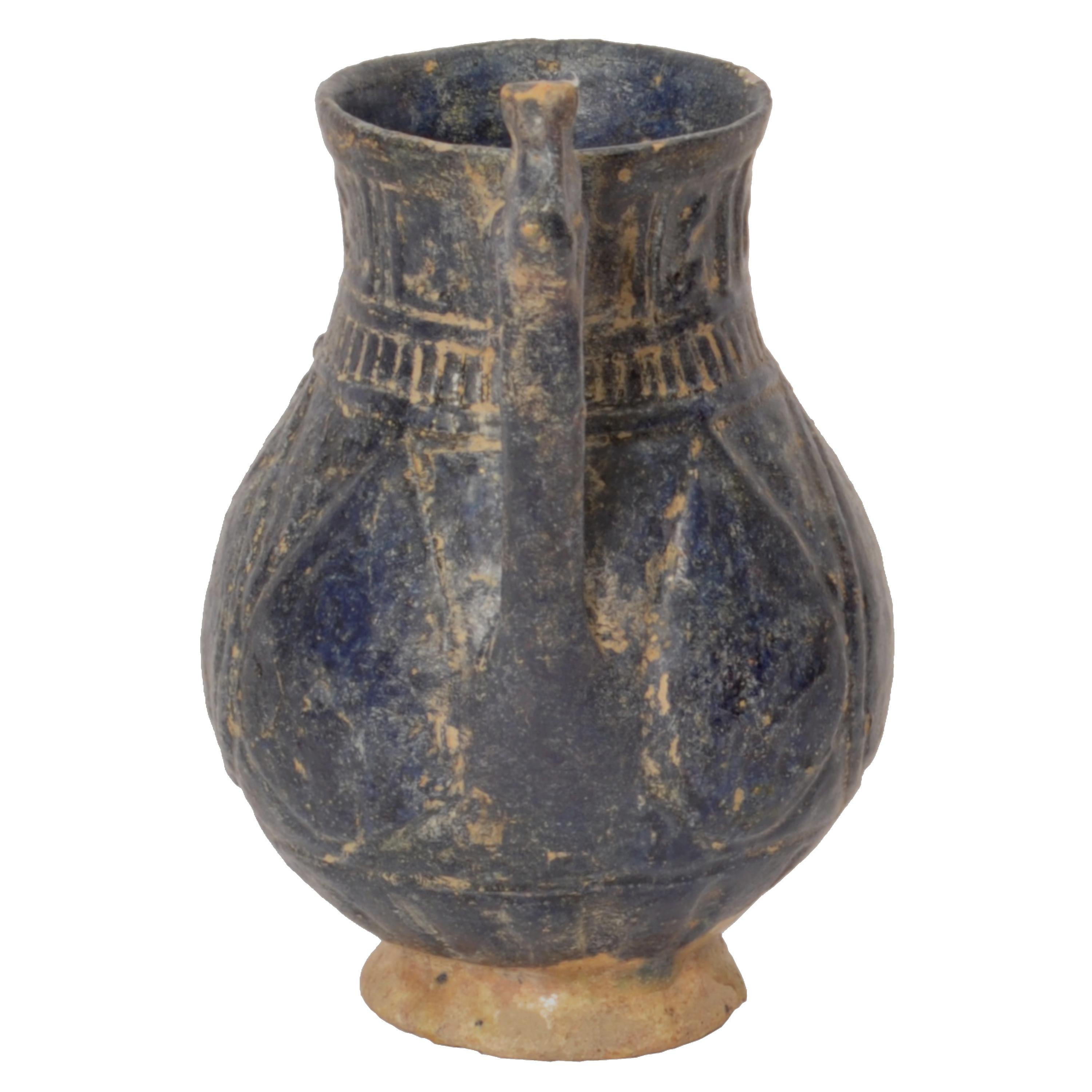 Ancienne cruche à glaçure bleue persane du Khorasan 1200 en vente 4