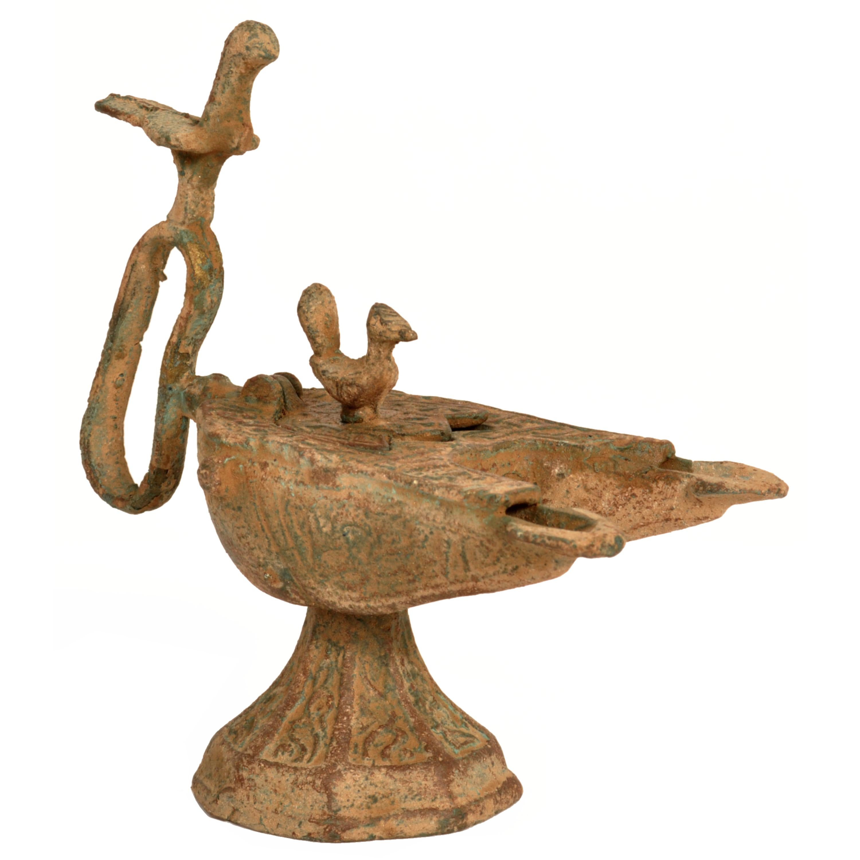 lampe a huile en bronze ancienne