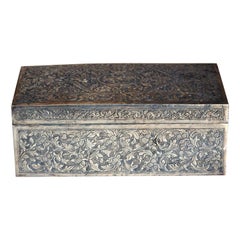 Antique Ancient Persian Silver Box, 19th Century