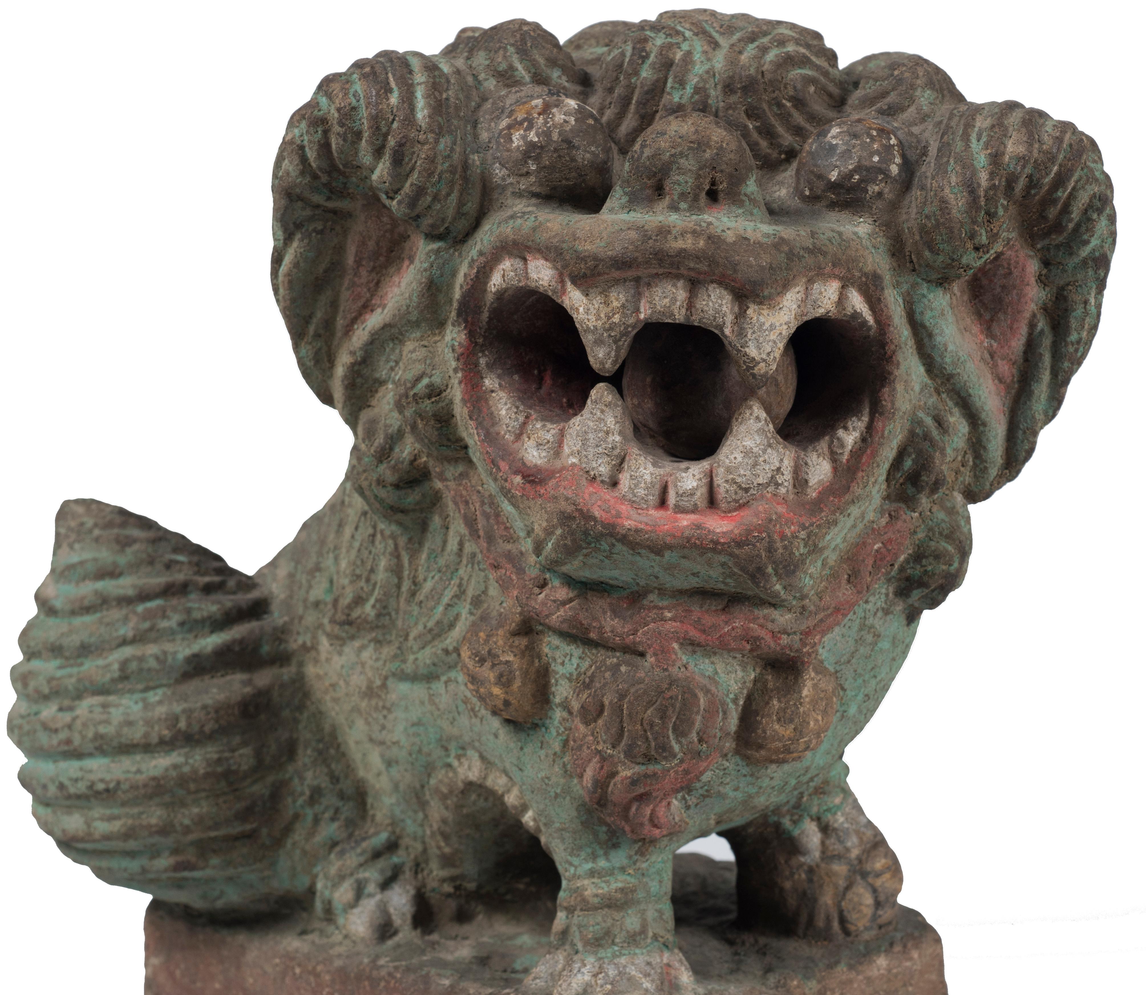 Stone Ancient Pho Dog Sculpture, Chinese Manufacture, 19th Century