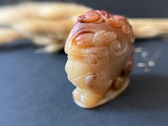 Ancienne statue PiXiu en sculpture de pierre naturelle de Shoushan, Feng Shui