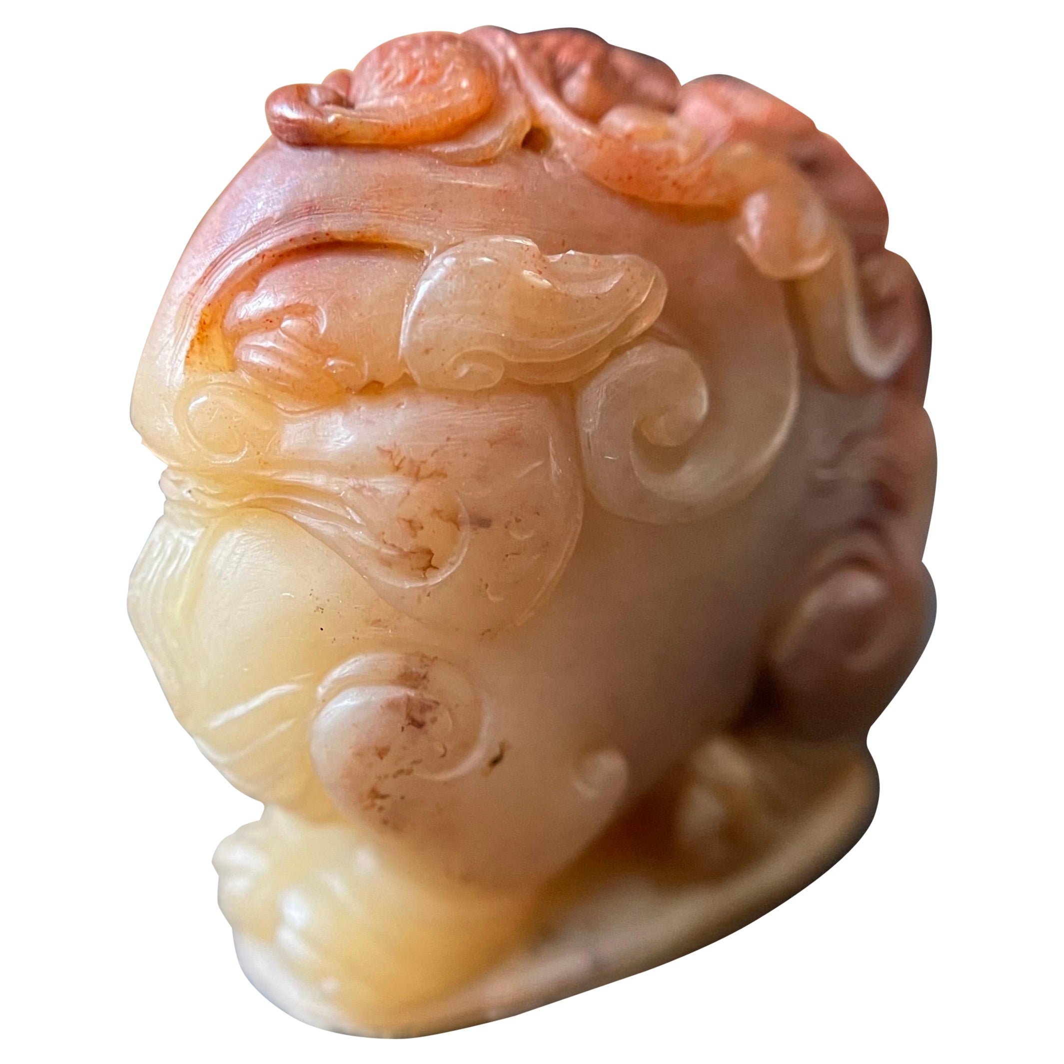 Ancient PiXiu Statue in Natural Shoushan Stone Sculpture, Feng Shui