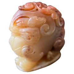 Ancient PiXiu Statue in Natural Shoushan Stone Sculpture, Feng Shui