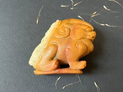 Ancienne sculpture de statue PiXiu en pierre naturelle Shoushan, Feng Shui