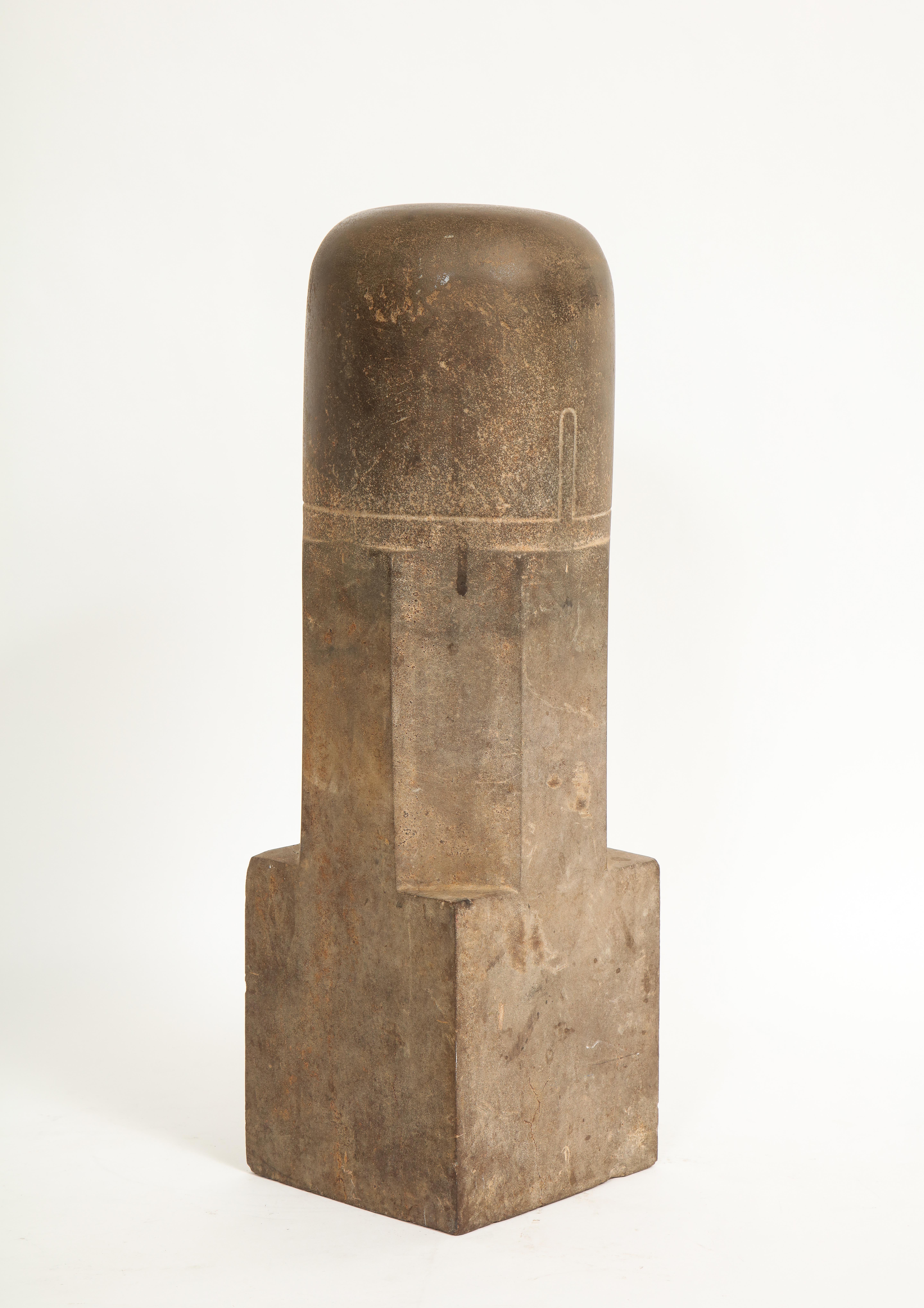 Cambodian Ancient Polished Sandstone Lingam, Khmer, 12th-13th C., Angkor Period For Sale