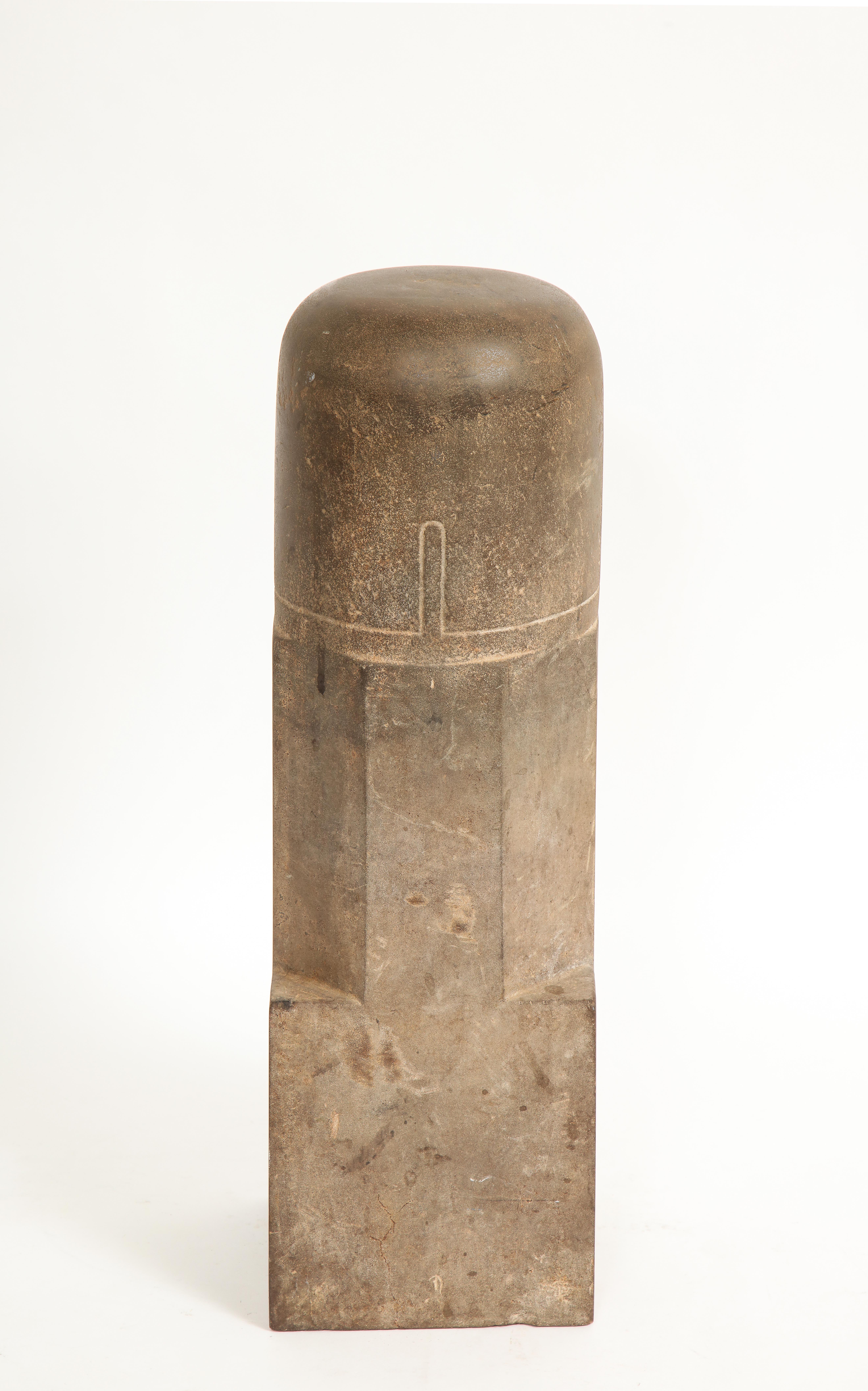 Hand-Carved Ancient Polished Sandstone Lingam, Khmer, 12th-13th C., Angkor Period For Sale