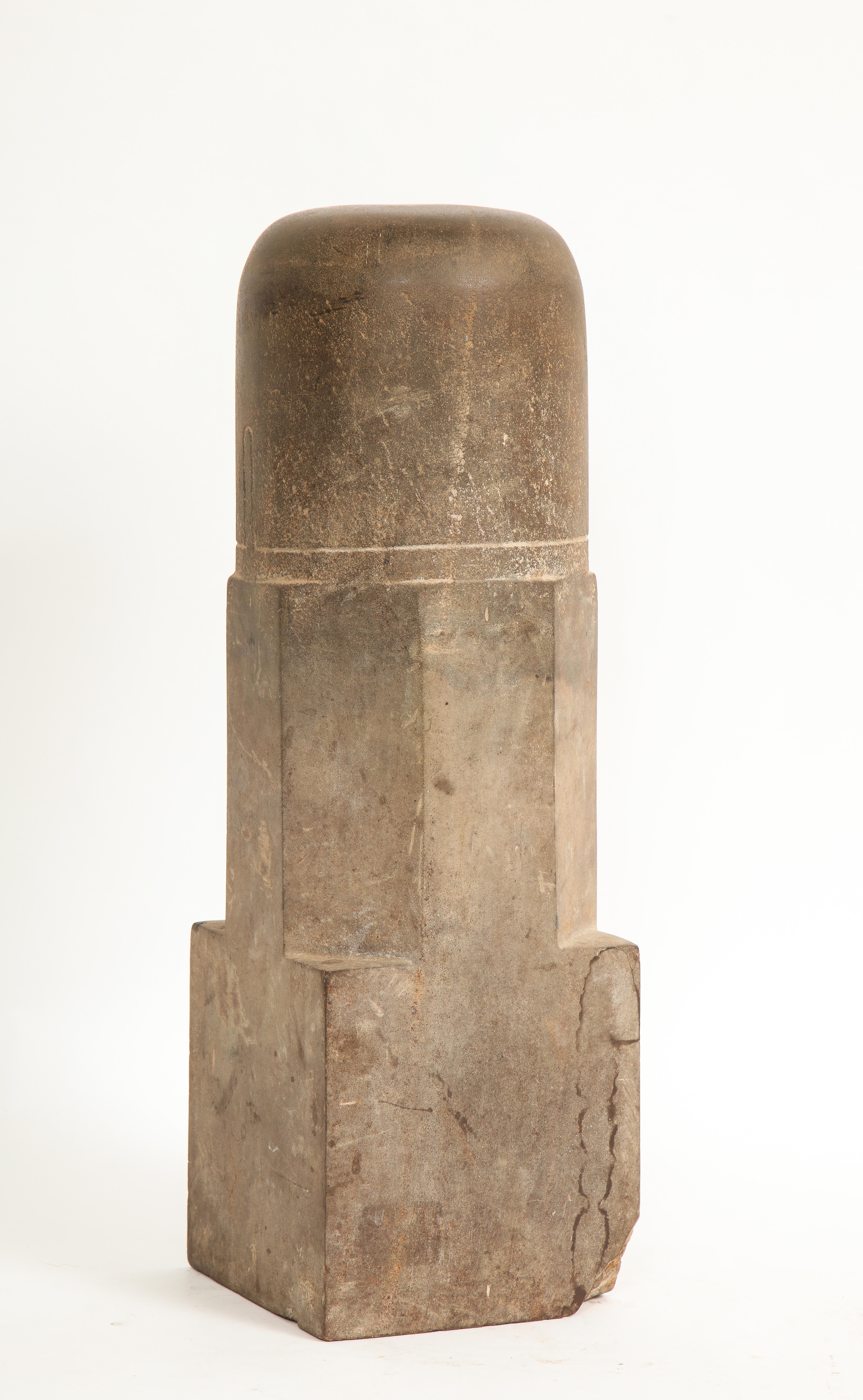 18th Century and Earlier Ancient Polished Sandstone Lingam, Khmer, 12th-13th C., Angkor Period For Sale