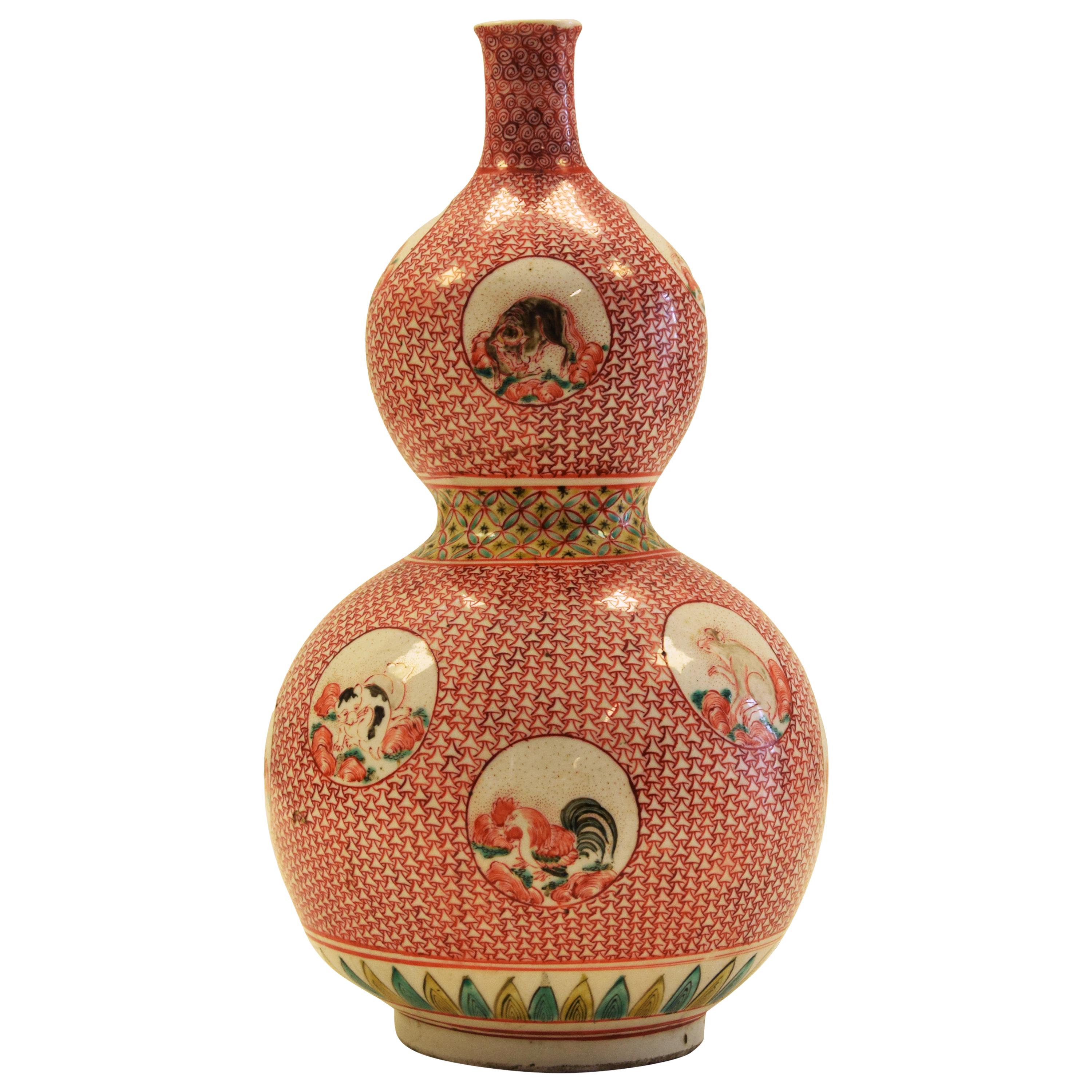 Antike Porzellan-Doppelkürbis-Vase:: Japan Edo-Zeit