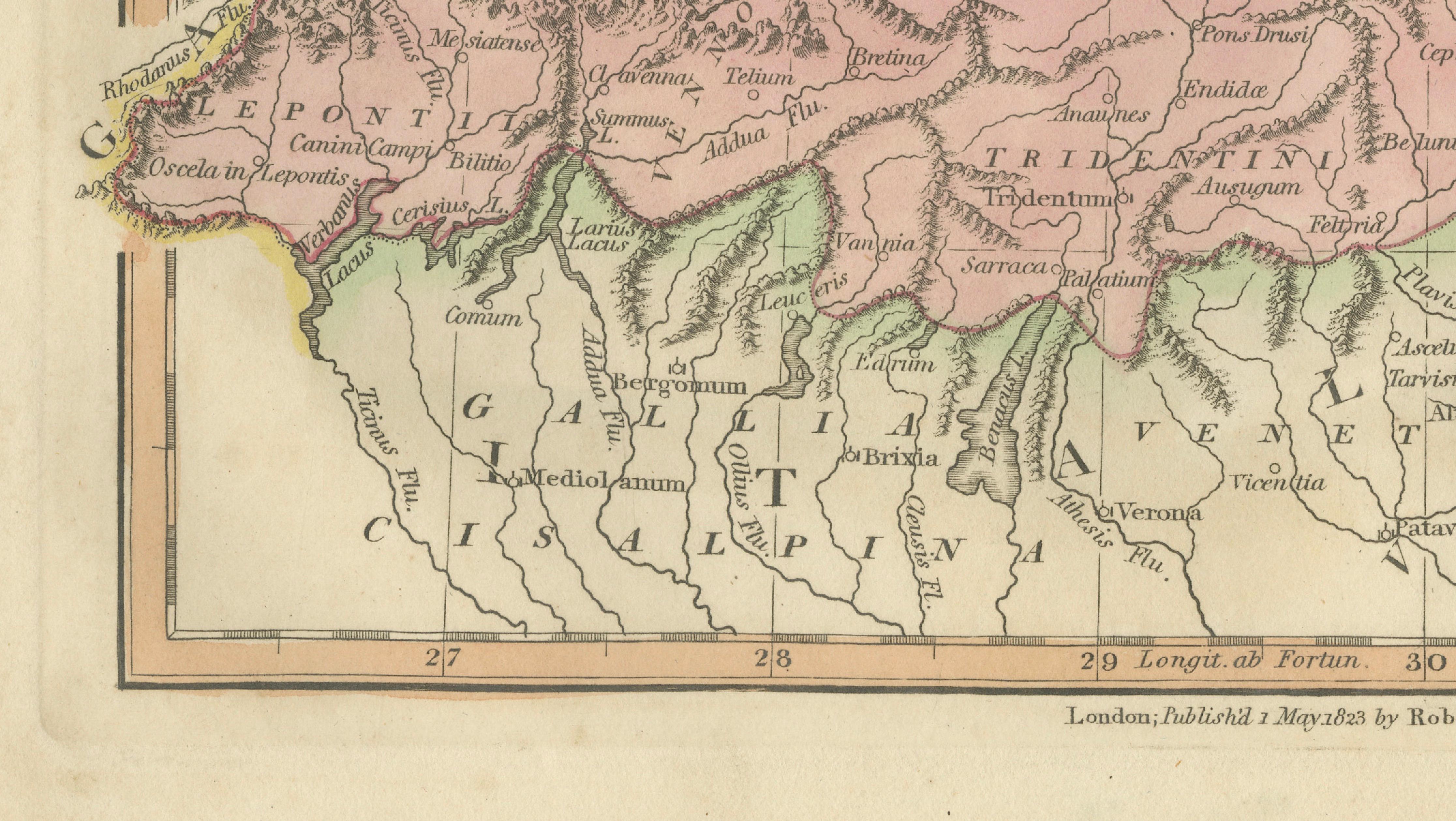 Ancient Raetia & Noricum Map — Roman Alpine Provinces, Wilkinson 1823