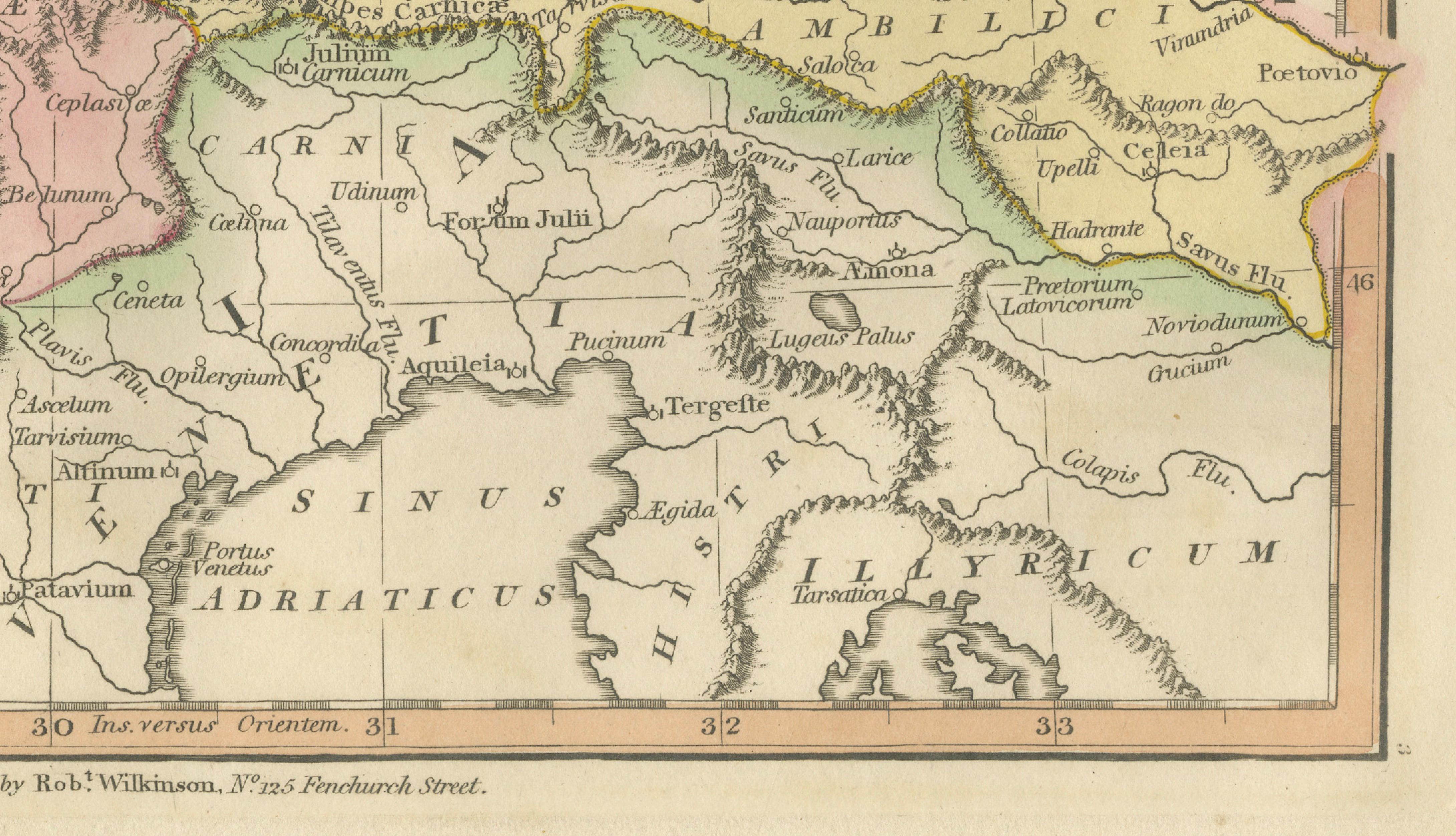 Ancient Raetia & Noricum Map — Roman Alpine Provinces, Wilkinson 1823