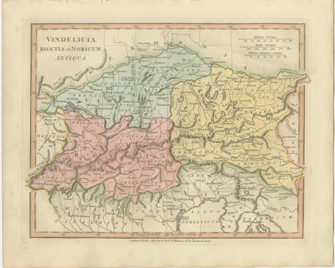 Ancient Raetia & Noricum Map — Roman Alpine Provinces, Wilkinson 1823