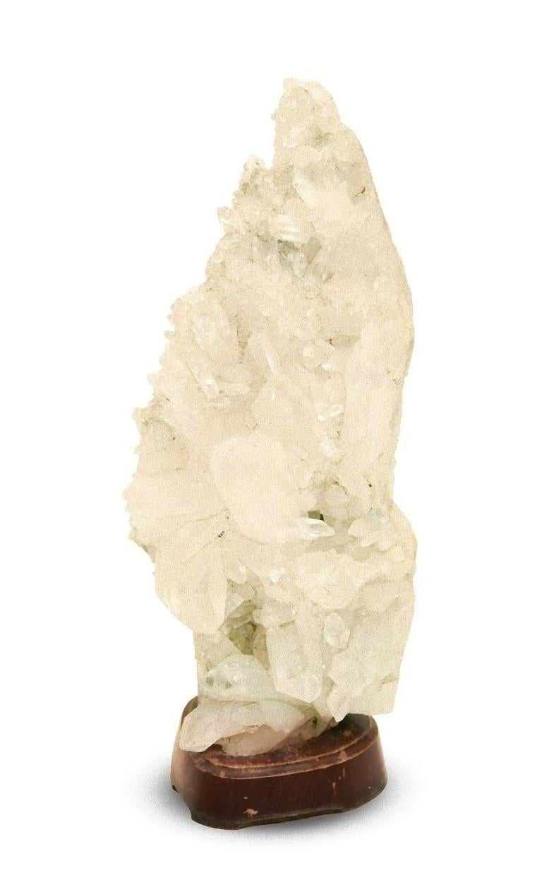 Unknown Ancient Rare Rock Crystal on Wooden Base, 1850s