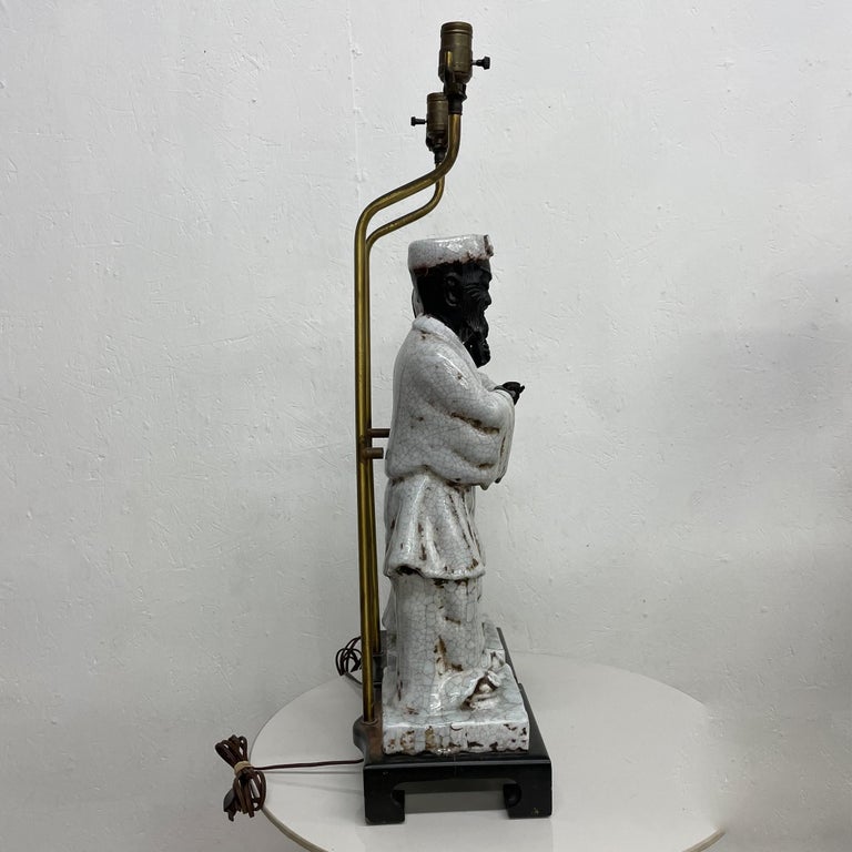 Marcello Fantoni Asian Regency Figural Table Lamps Traditional Man Woman 1950s For Sale 2
