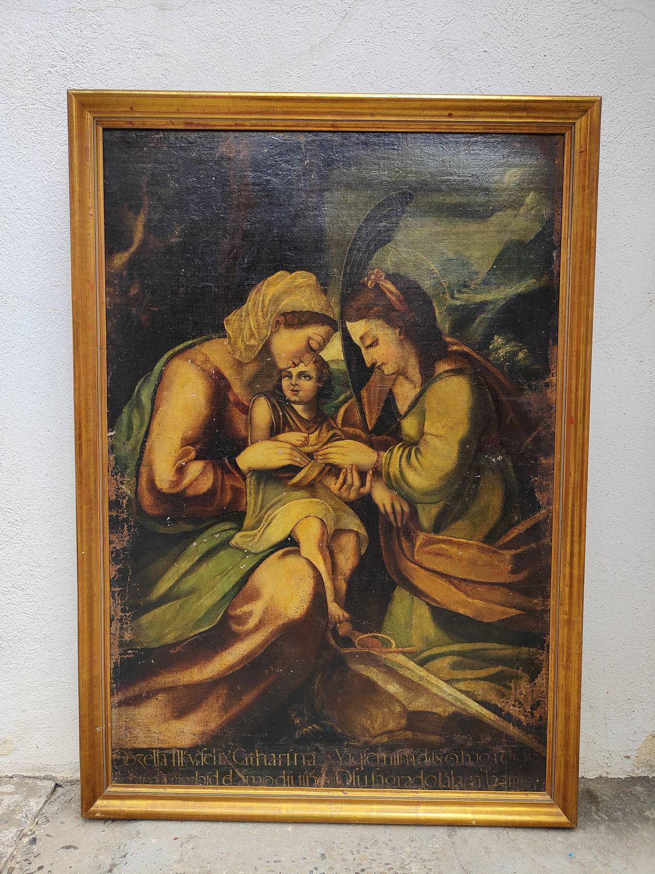 Ancient Religious Painting From The 17th Century In Good Condition For Sale In Madrid, ES
