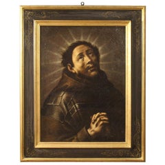 Ancient Religious Painting of Saint Francis in Ecstasy from the 18th Century