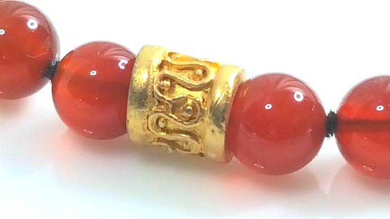 Ancient Revival Victorian Gold Rondelles Carnelian Round Beads Rope ...