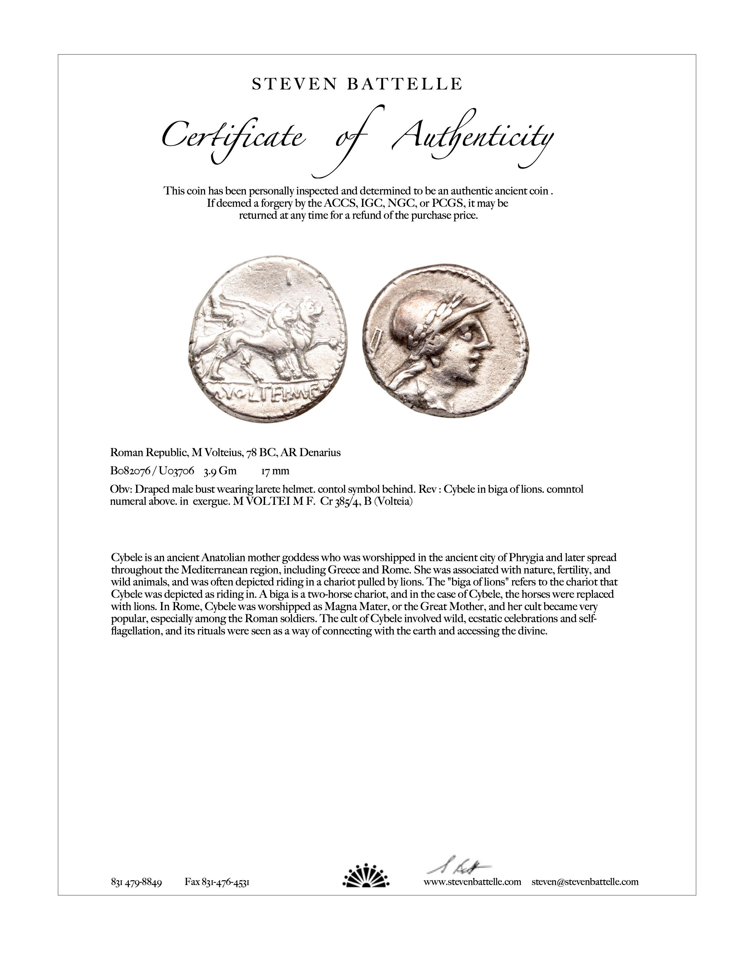 Ancient Roman 1st Century BC Cybele Chariot Lions Coin Diamond 18K Gold Pendant For Sale 4