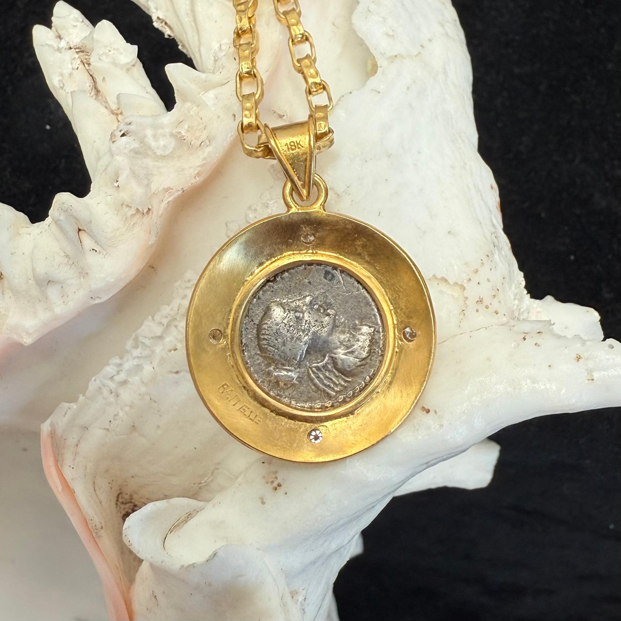 Pendentif en or 18 carats avec pièce de monnaie Pegasus de l'Antiquité romaine du 1er siècle avant J.-C. 5