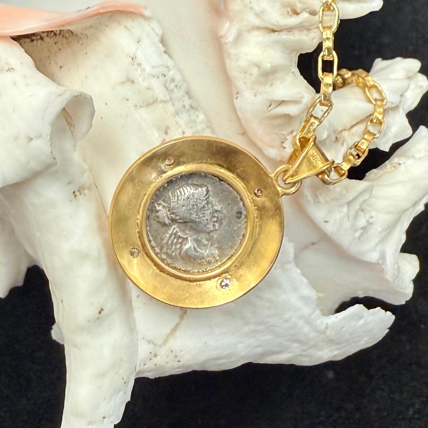 Pendentif en or 18 carats avec pièce de monnaie Pegasus de l'Antiquité romaine du 1er siècle avant J.-C. 6