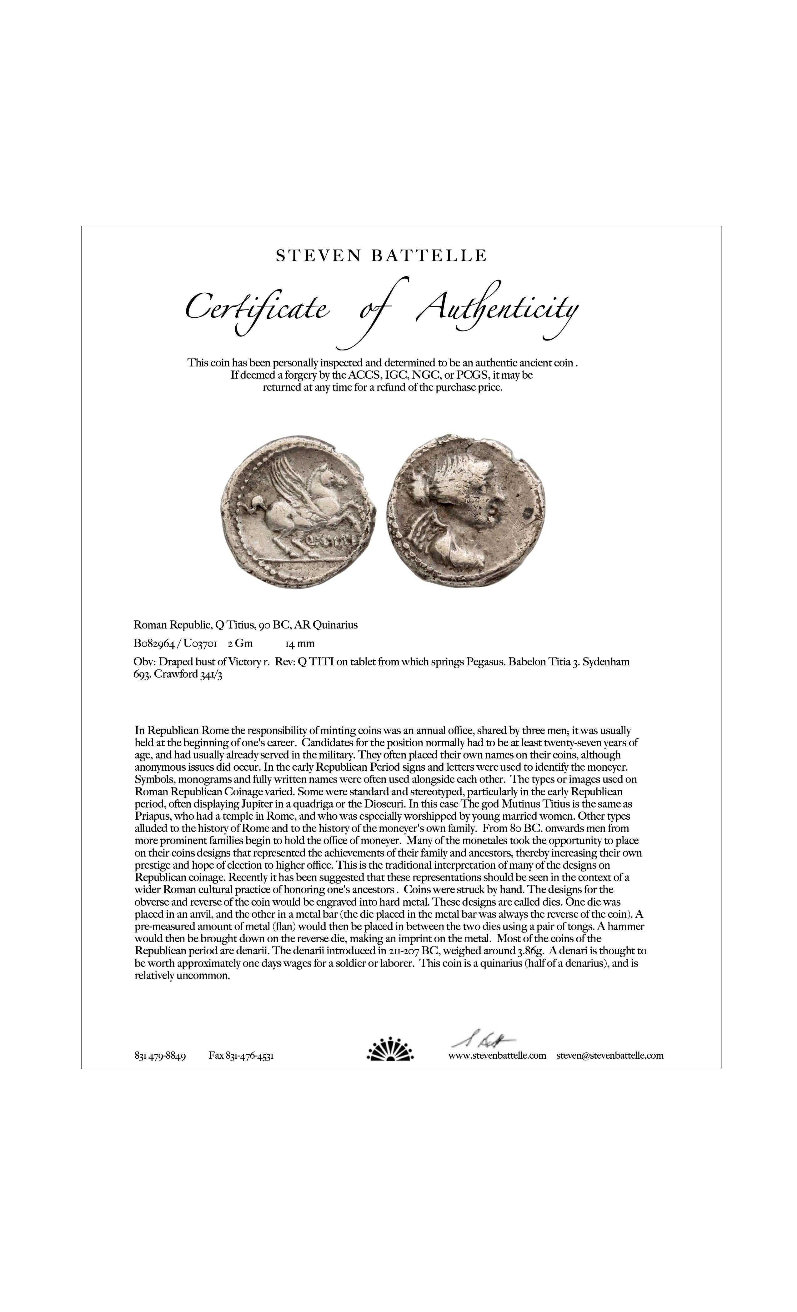 Pendentif en or 18 carats avec pièce de monnaie Pegasus de l'Antiquité romaine du 1er siècle avant J.-C. Neuf à Soquel, CA