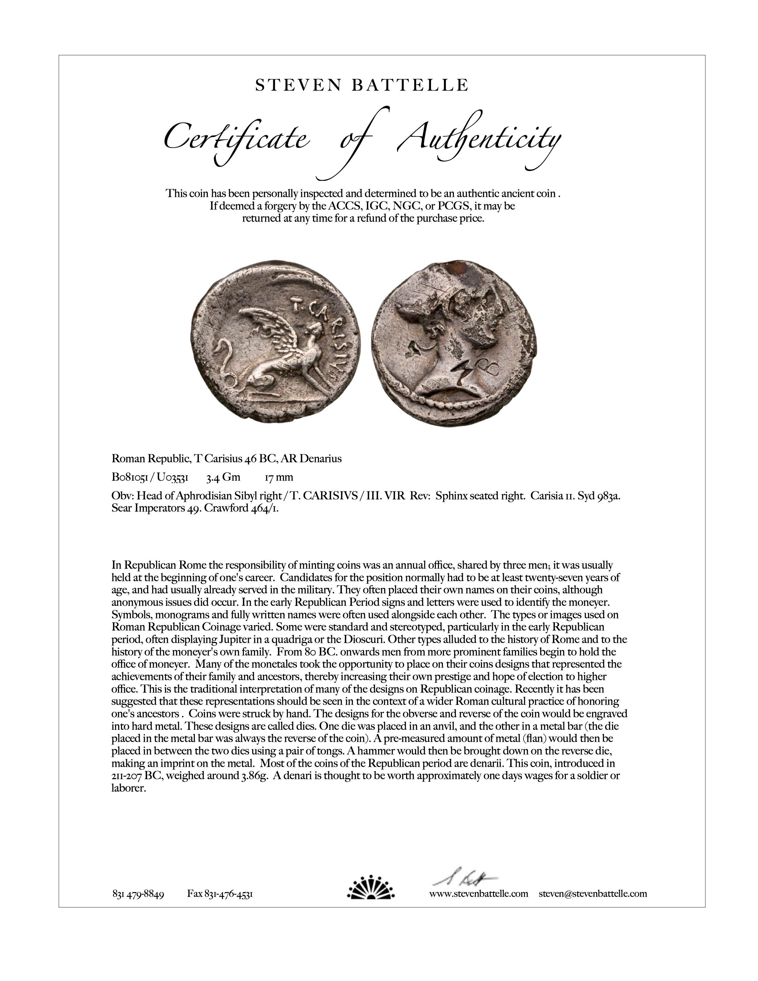 Ancient Roman 1st Century BC Sphinx Coin Diamond 18K Gold Pendant In New Condition In Soquel, CA