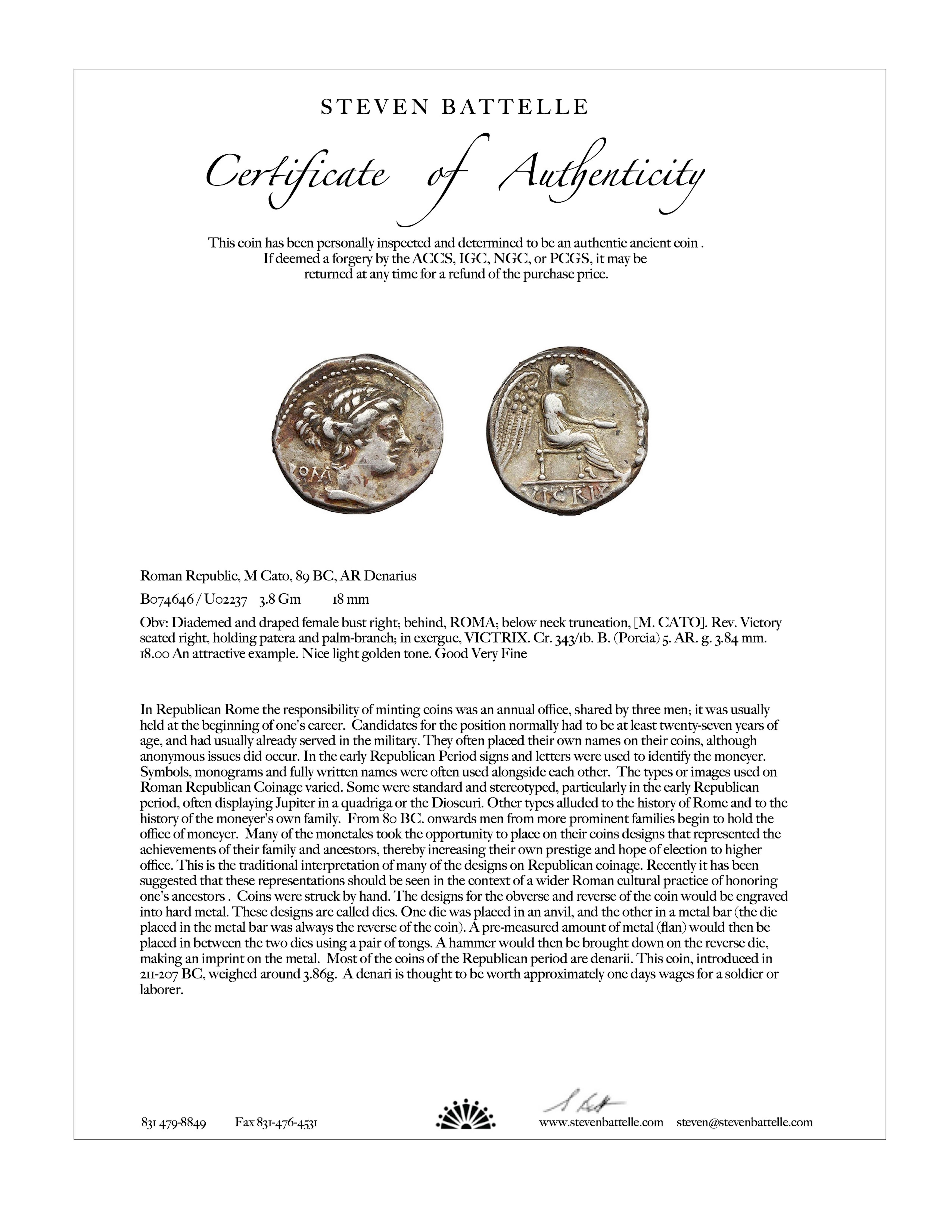 Women's or Men's Ancient Roman 1st Century BC Victoria Coin 22K Gold Pendant For Sale