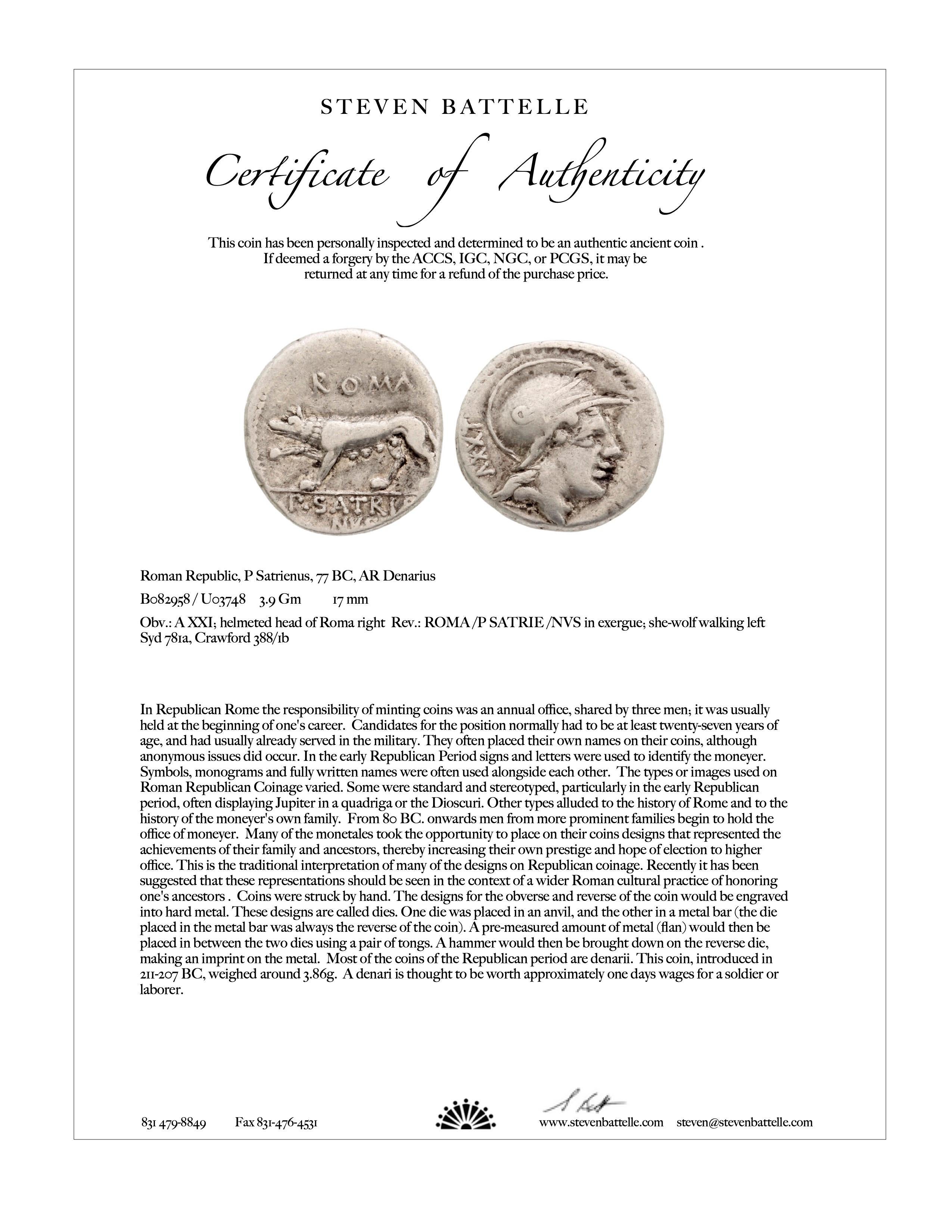 Pendentif en or 18K avec pièce de monnaie du loup de l'Antiquité romaine du 1er siècle avant J.-C. et diamants en vente 3