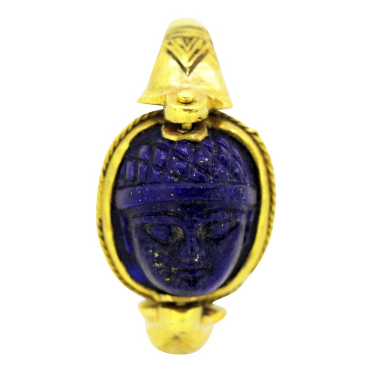 Ancient Roman 22k Gold Ring with Natural Lapis Lazuli Carving, 1st-3rd ...