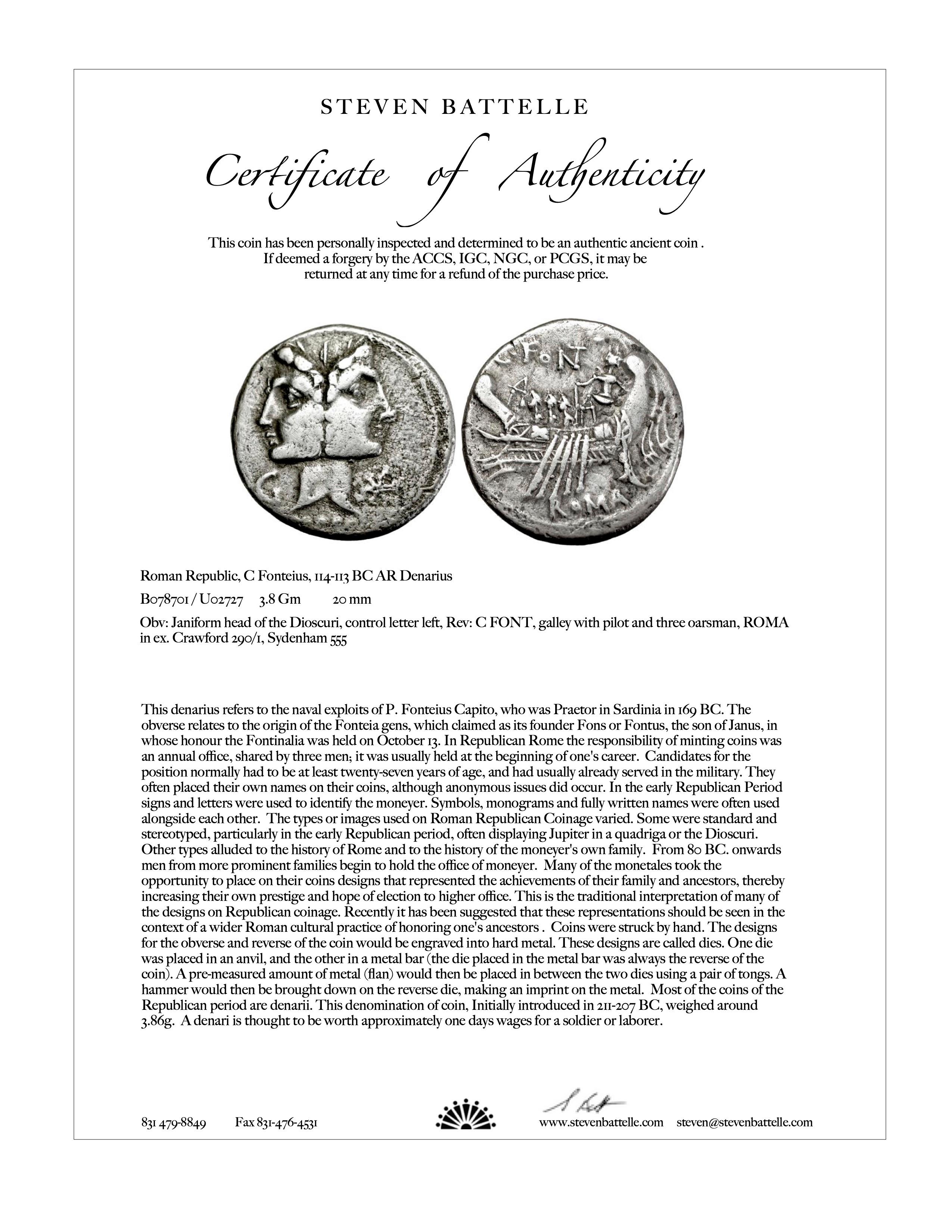 Pendentif en or 22K avec pice de galre romaine antique du 2e sicle avant J.-C. en vente 5
