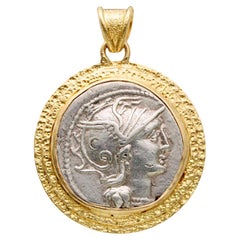 Ancient Roman 2nd Century BC Roma Goddess 18K Gold Pendant