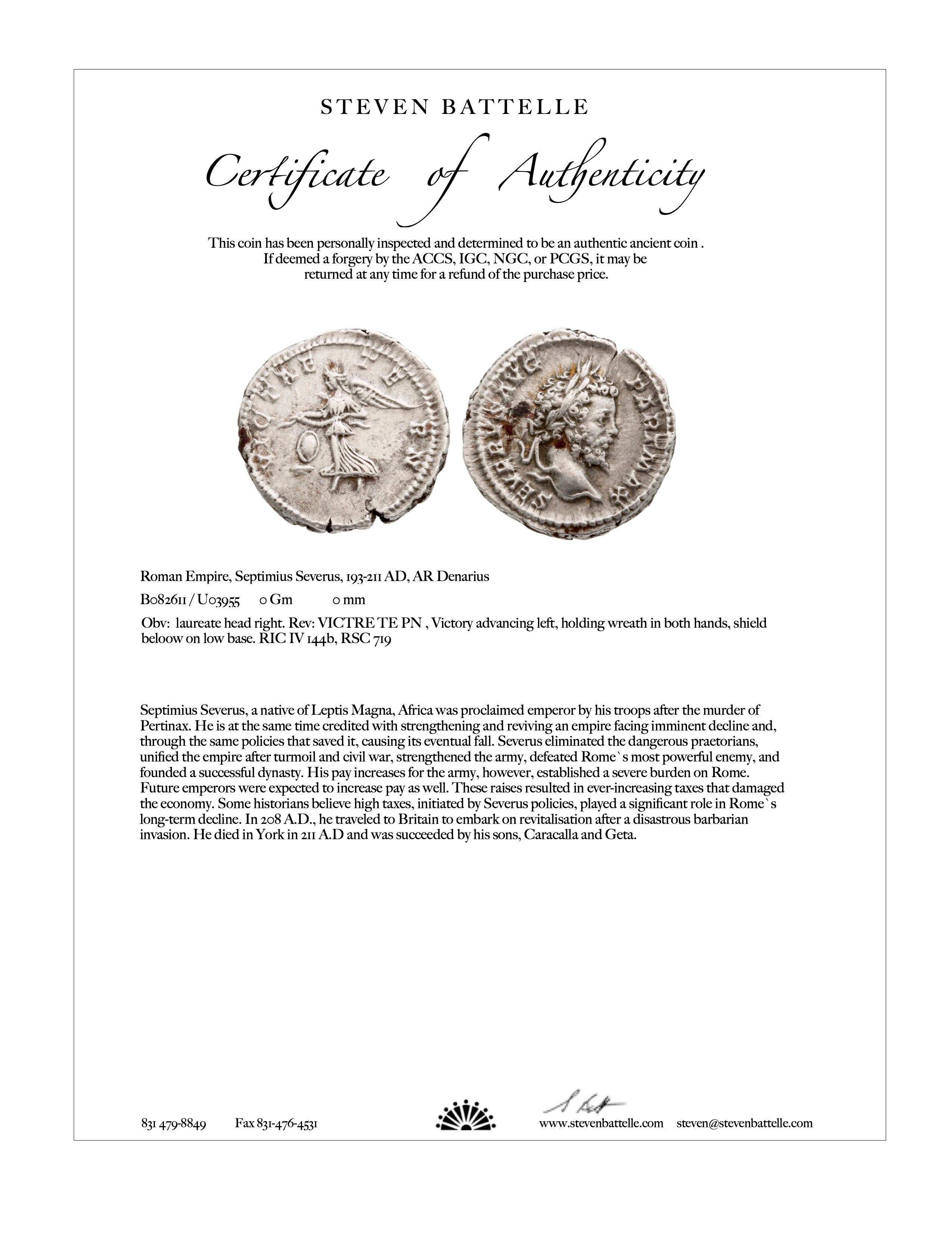 Ancient Roman 2nd Century Silver Goddess Victory Coin 18K Gold Pendant For Sale 1