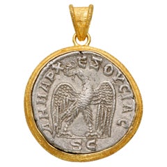 Antike römische Adlermünze des 3. Jahrhunderts 18K Gold Anhänger