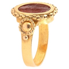 Ancient Roman Asclepius and Hygeia Intaglio Ring Circa 2nd Century AD