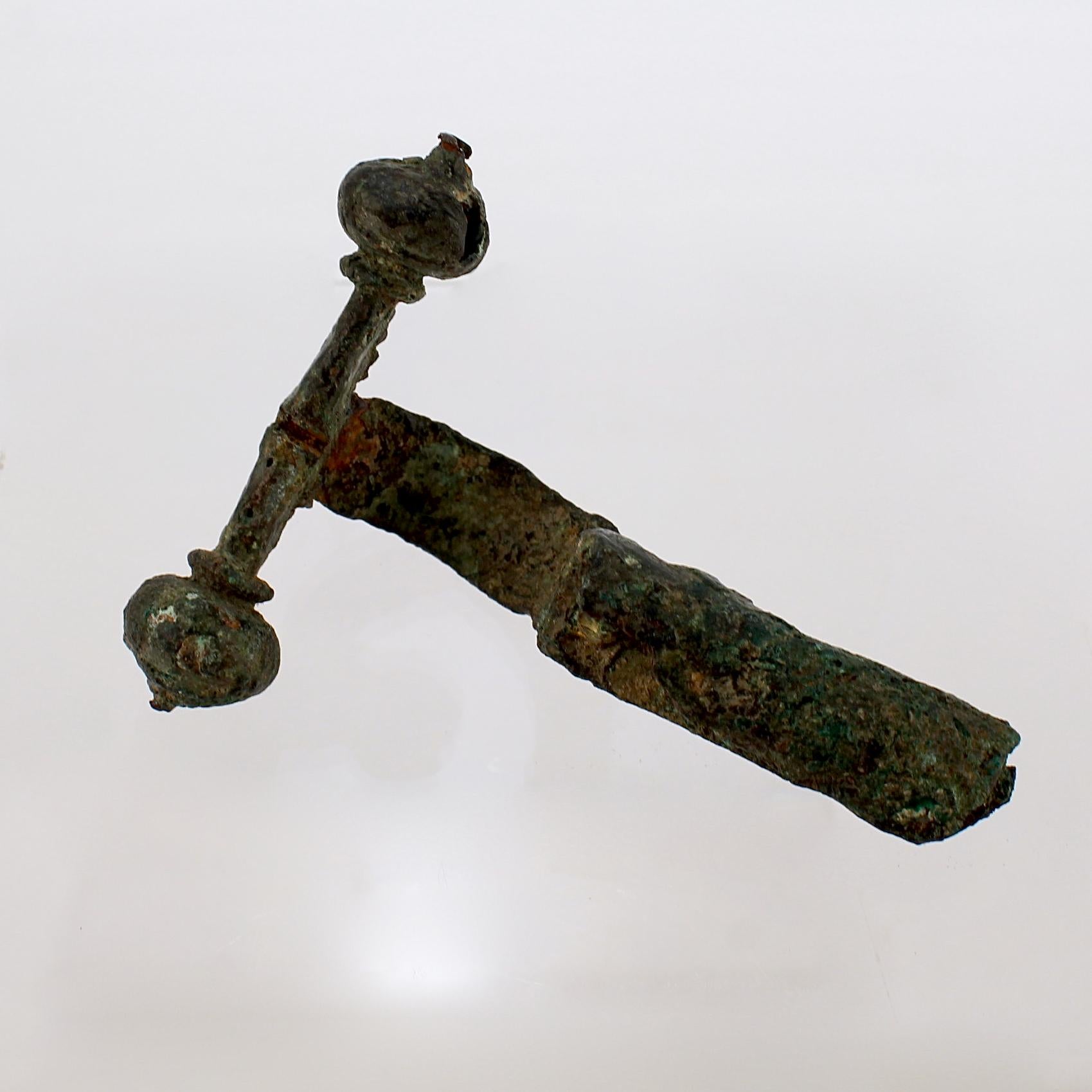 Ancient Roman Bronze Crossbow Fibula or Toga Pin For Sale 1