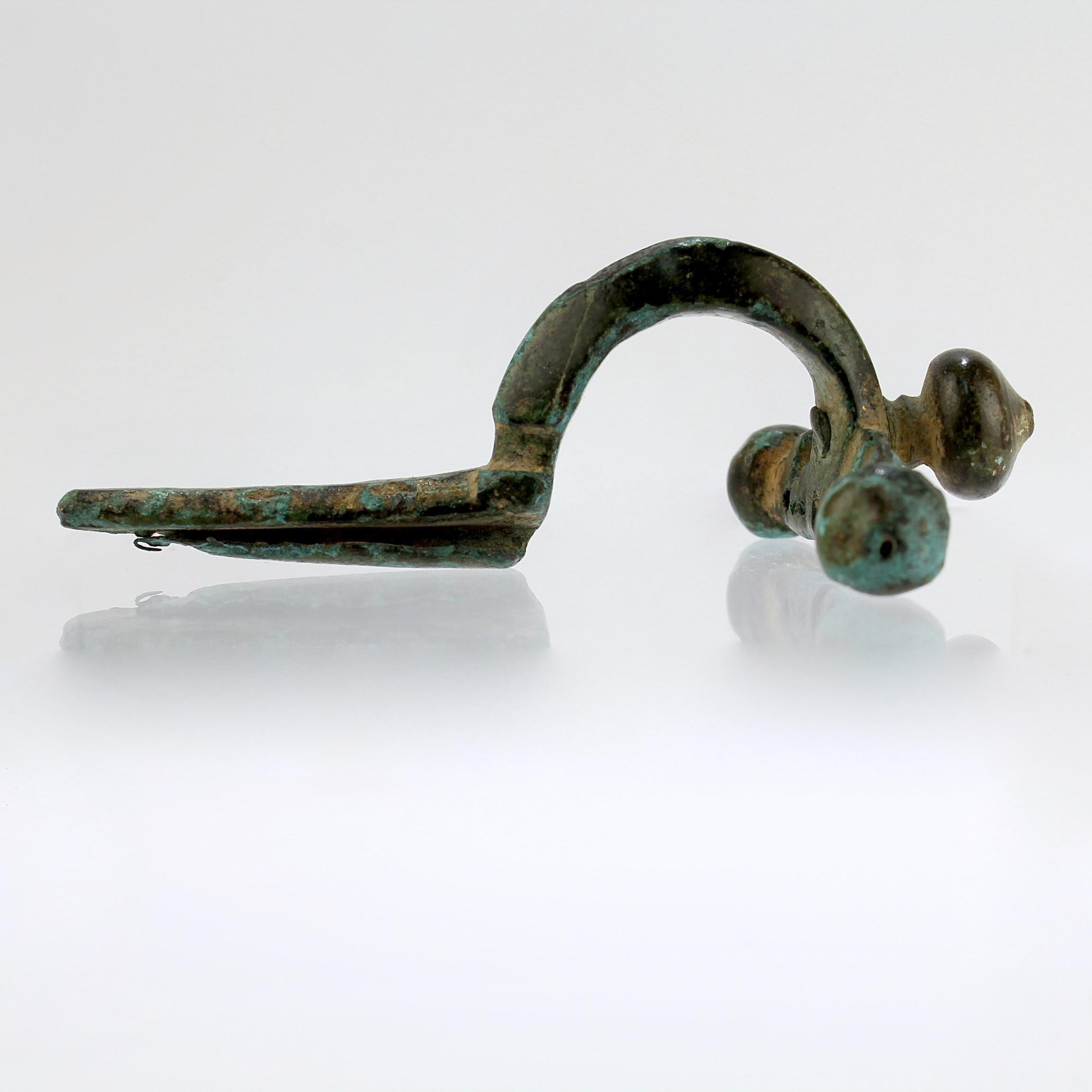 18th Century and Earlier Ancient Roman Bronze Crossbow Fibula or Toga Pin For Sale