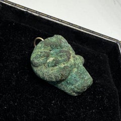 Ancient Roman Bronze Head of A Ram Amulet Pendant 2nd Century AD 14 Karat Gold
