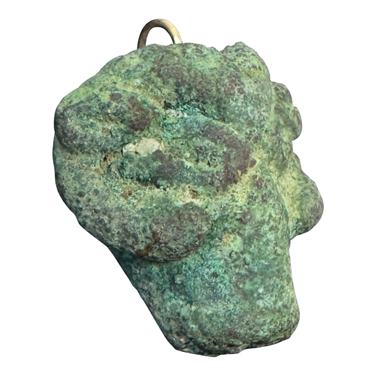 Ancient Roman Bronze Head of A Ram Amulet Pendant 2nd Century AD 14 Karat Gold