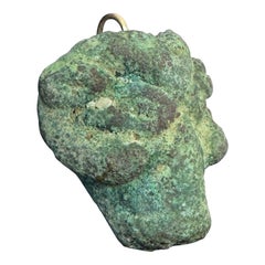 Ancient Roman Bronze Head of A Ram Amulet Pendant 2nd Century AD 14 Karat Gold