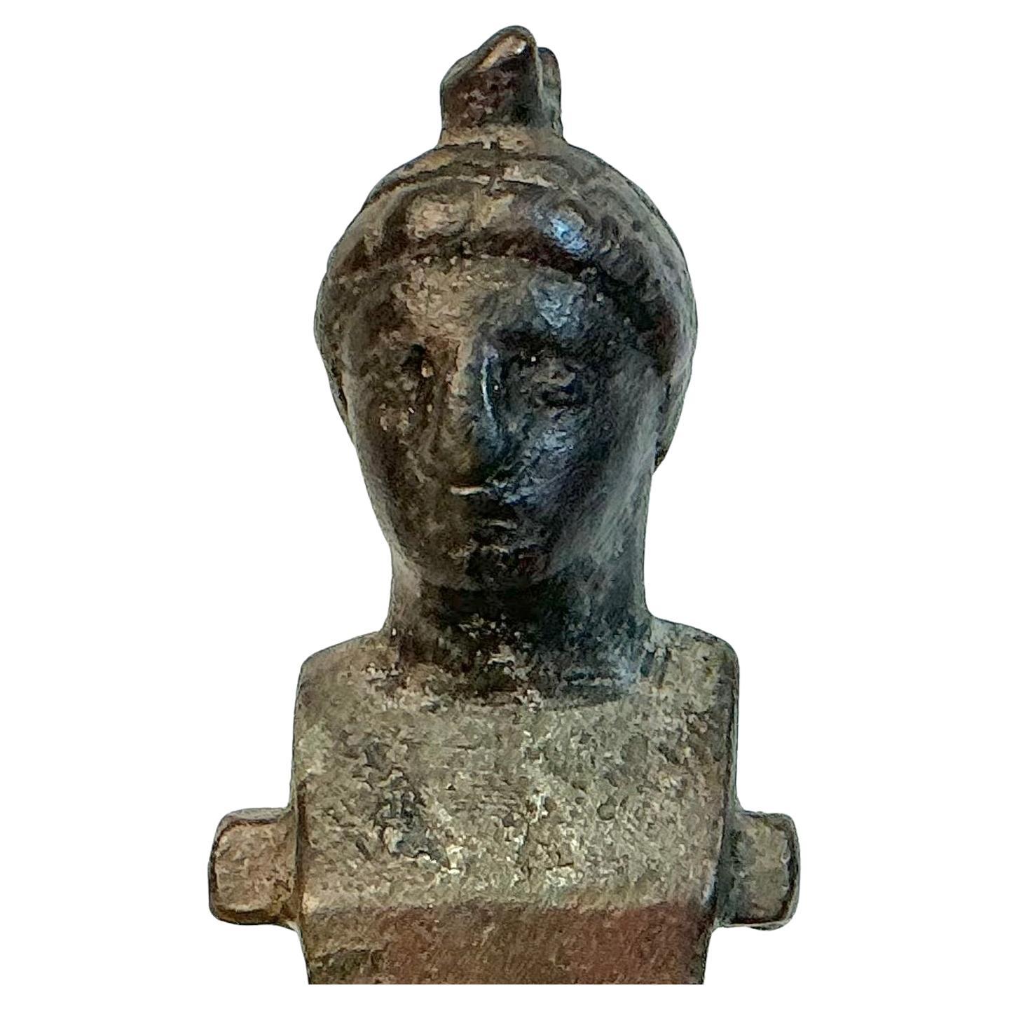 Classical Roman Ancient Roman Bronze Herm on Stand, 1st-4th Century AD For Sale