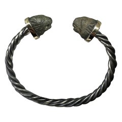 Ancient Roman Bronze Lion Bangle Bracelet 2nd century AD 14 Karat Gold Silver