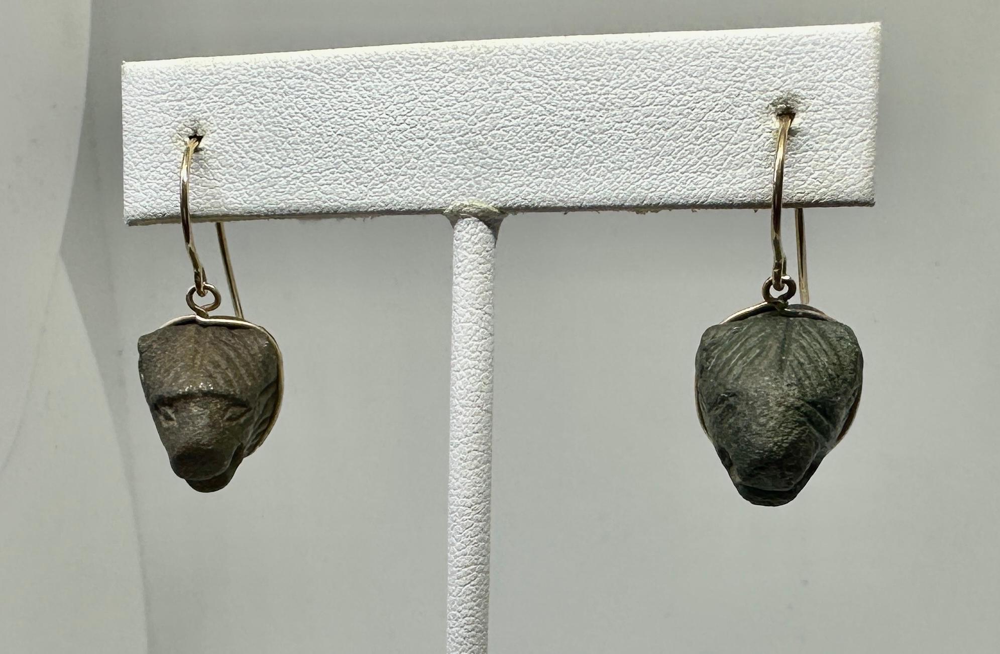 Boucles d'oreilles Lion en bronze de l'Antiquité romaine 1er-2ème siècle ADS Or 14 carats Unisexe en vente