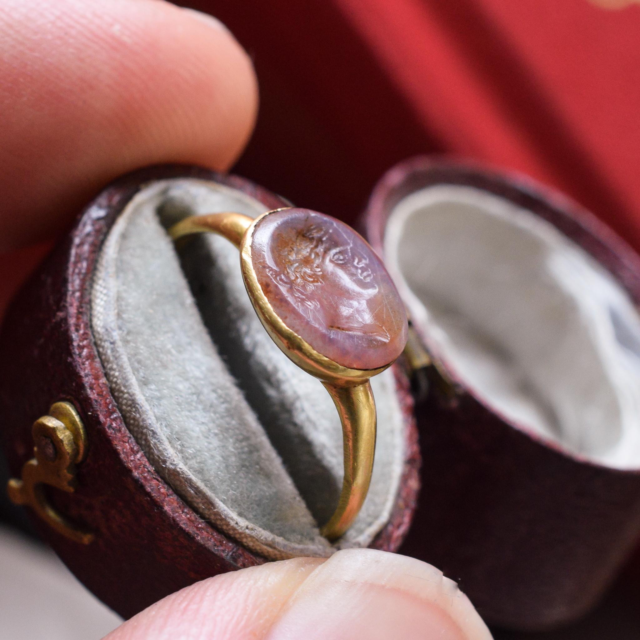 Women's or Men's Ancient Roman Caesar Augustus Intaglio Signet Ring