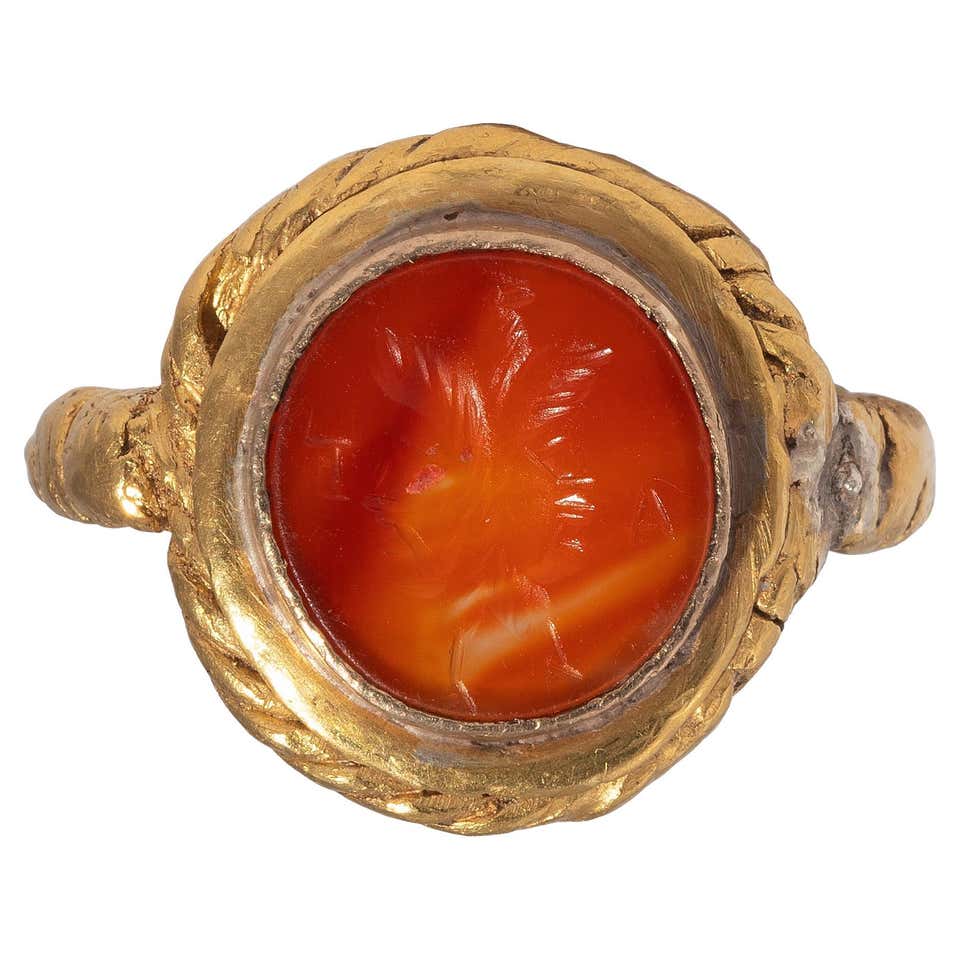 Ancient Roman Garnet Intaglio Gold Ring For Sale at 1stDibs | ancient ...