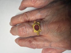 Ancient Roman Carnelian Intaglio Ring With Clasped Hands