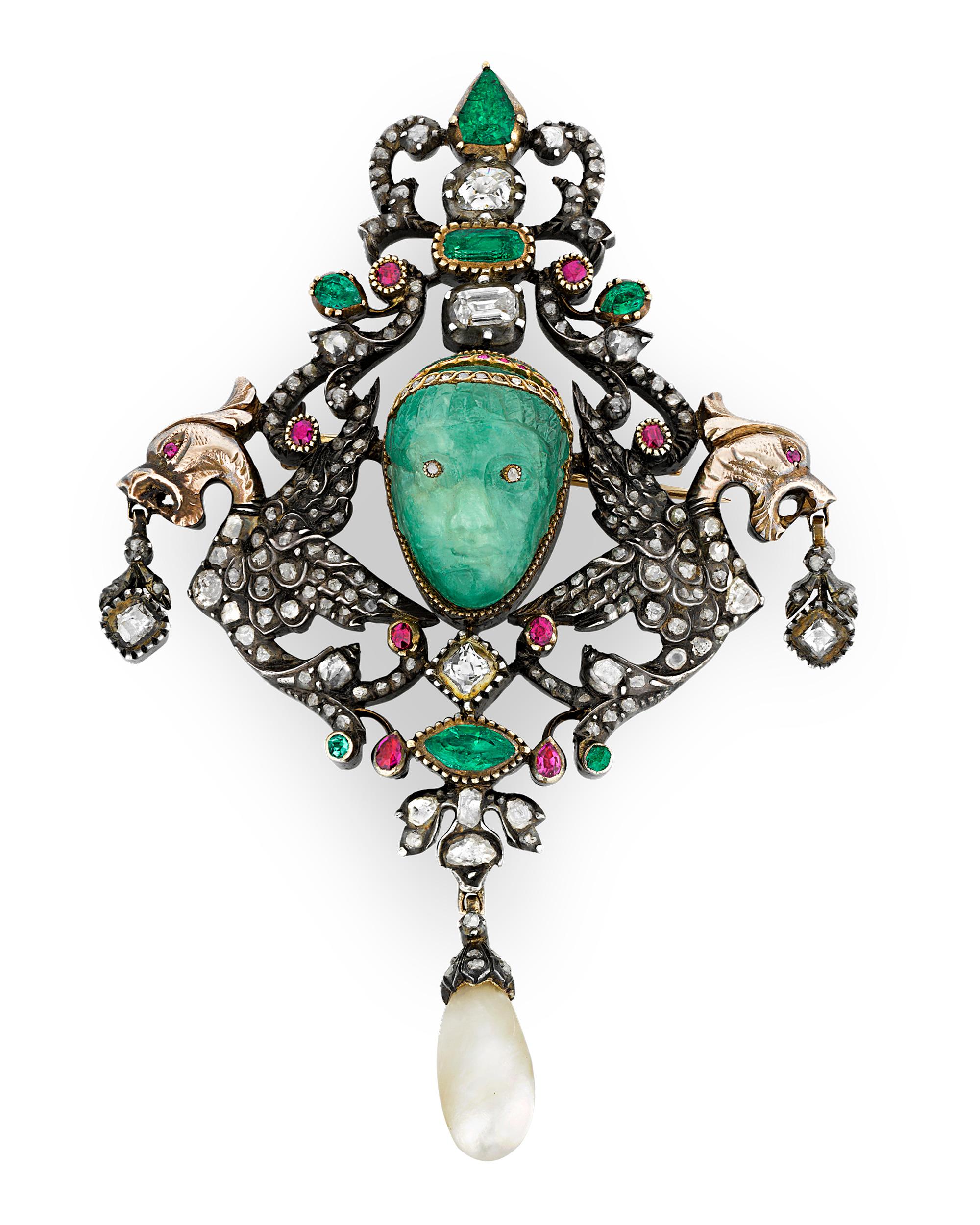 antique emerald brooch