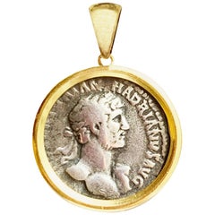 Antique Ancient Roman Coin '2nd century AD' Gold Pendant Depicting Emperor Hadrian
