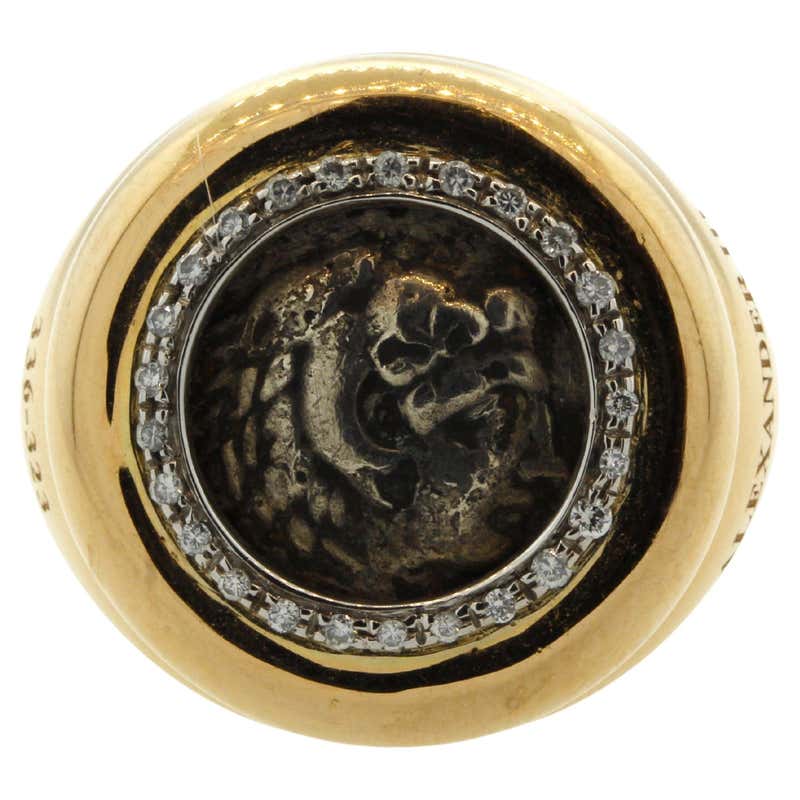 Sacchi Ancient Roman Coin Crossed Rope Ring 18 Karat Satin Yellow Gold ...