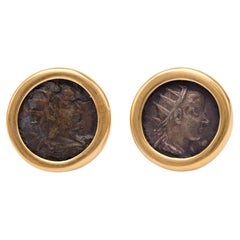 Vintage Ancient Roman Coin Gold Earrings