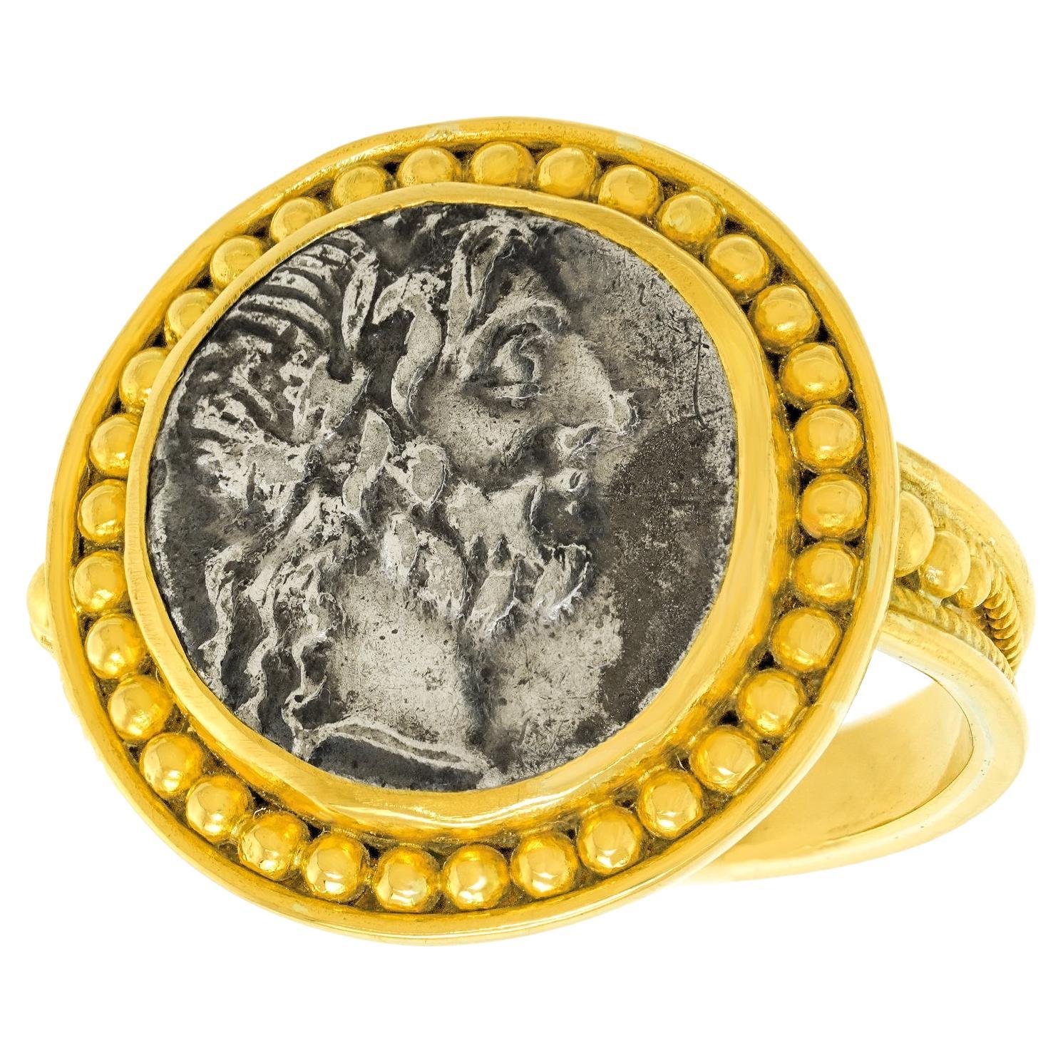 Ancient Roman Coin Ring Hi-Karat For Sale